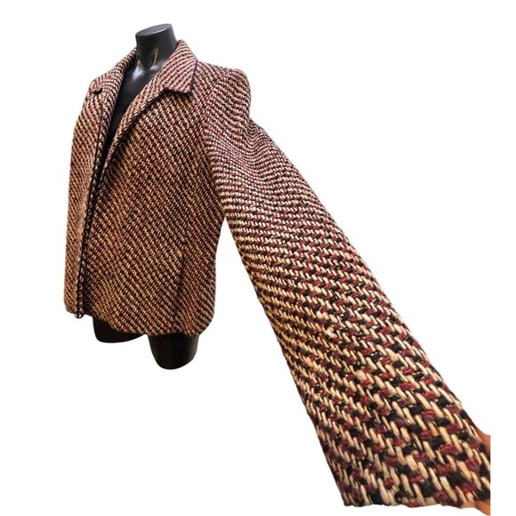 Doncaster Silk Tweed Jacket Brown & Red Size 12 - Picture 5 of 7
